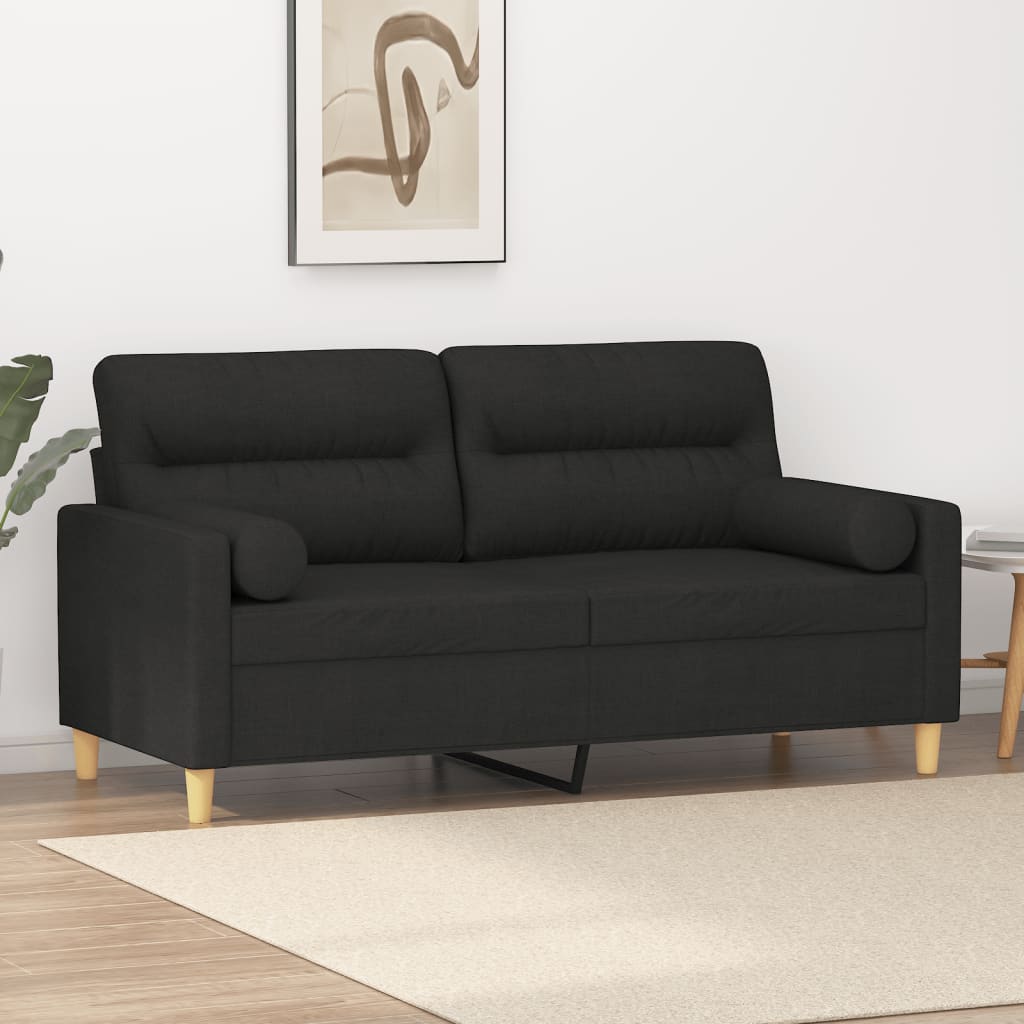 2-Sitzer-Sofa mit Zierkissen Hellgrau 120 cm Stoff