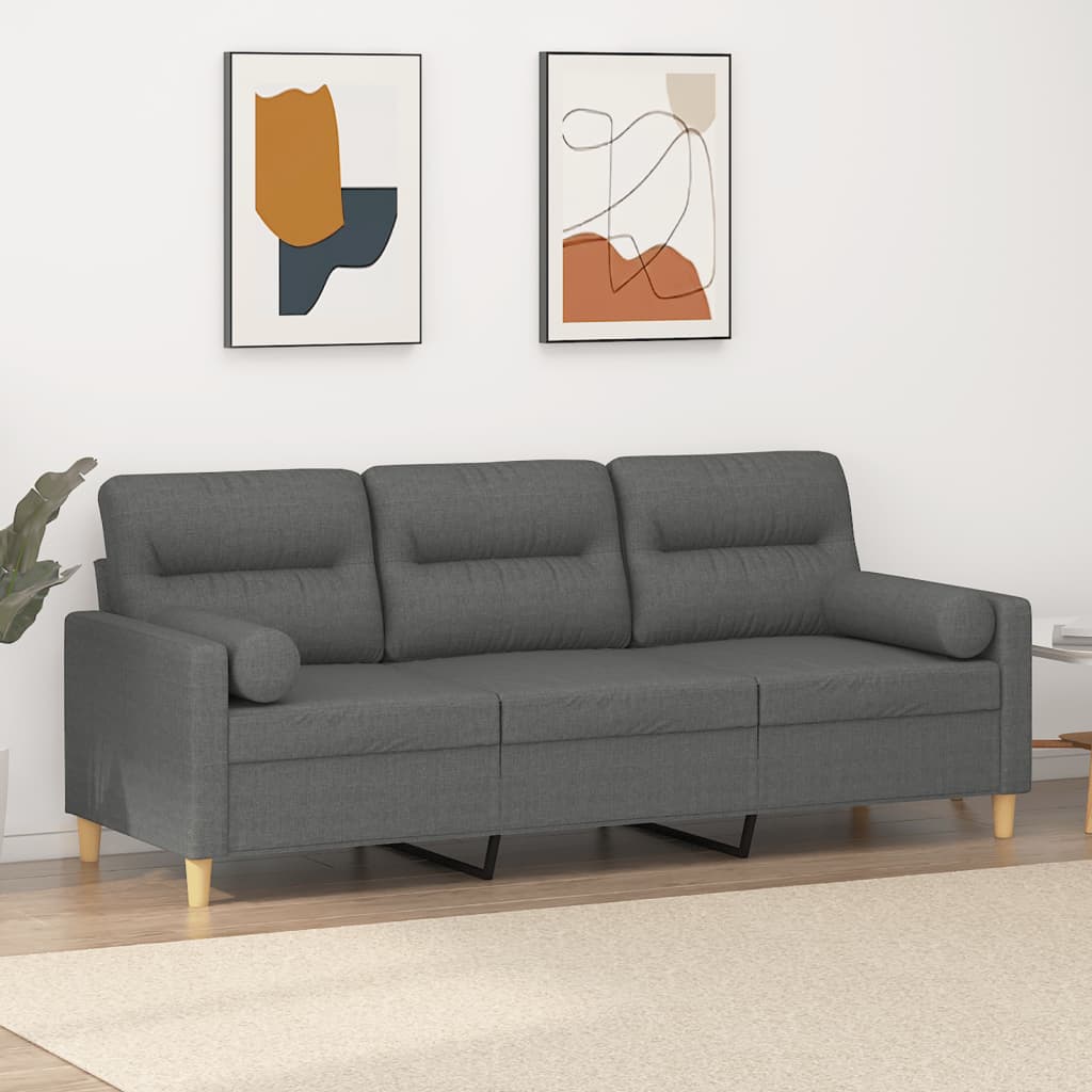 vidaXL 2-Sitzer-Sofa mit Zierkissen Hellgrau 120 cm Stoff