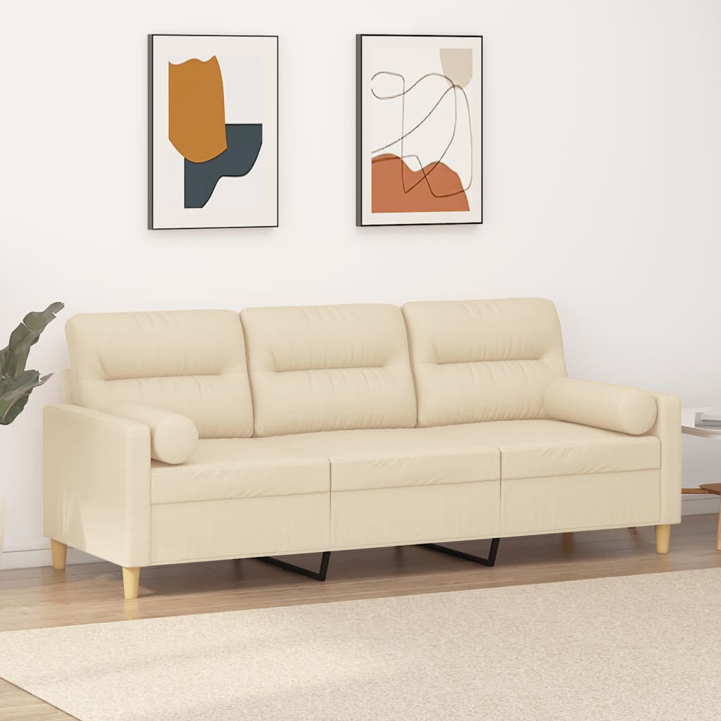 2-Sitzer-Sofa mit Zierkissen Hellgrau 120 cm Stoff