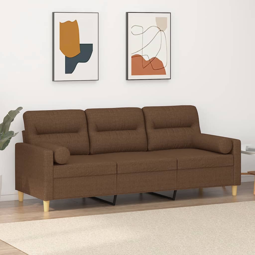 2-Sitzer-Sofa mit Zierkissen Hellgrau 120 cm Stoff