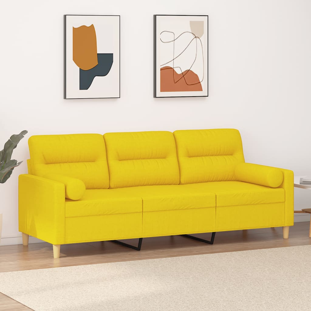 vidaXL 2-Sitzer-Sofa mit Zierkissen Hellgrau 120 cm Stoff