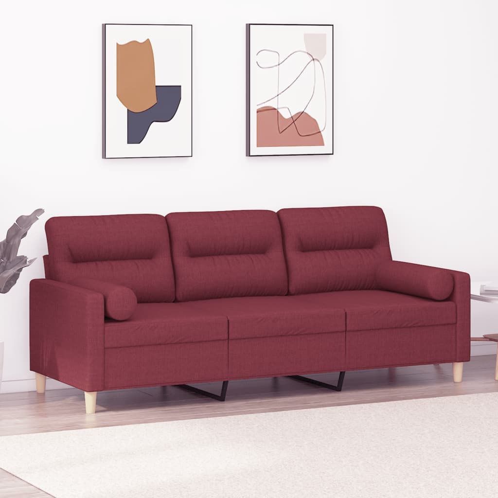 2-Sitzer-Sofa mit Zierkissen Hellgrau 120 cm Stoff