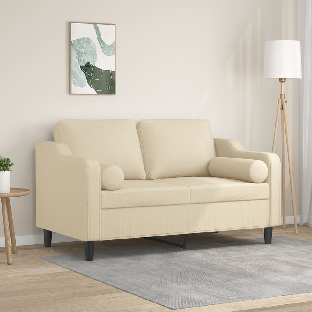 2-Sitzer-Sofa mit Zierkissen Hellgrau 120 cm Stoff