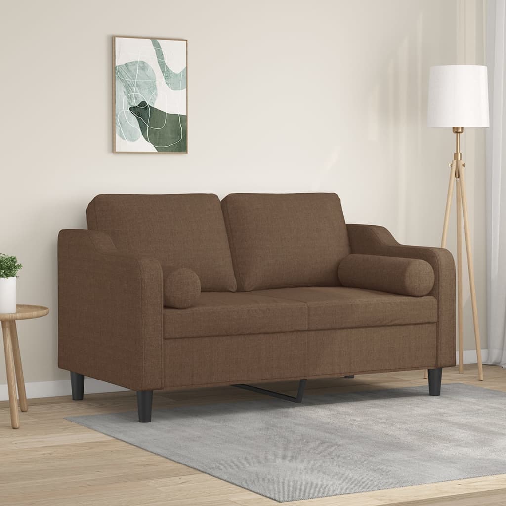 2-Sitzer-Sofa mit Zierkissen Hellgrau 120 cm Stoff