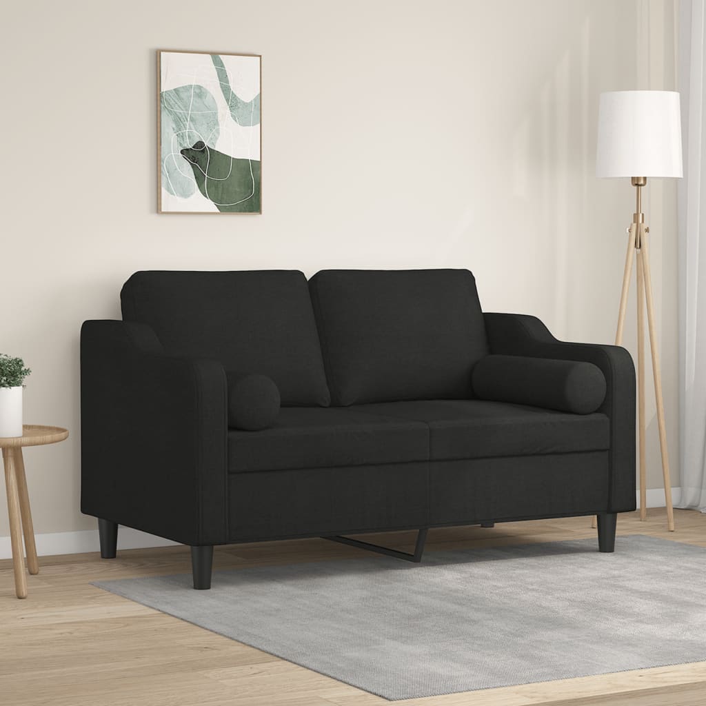 2-Sitzer-Sofa mit Zierkissen Hellgrau 120 cm Stoff
