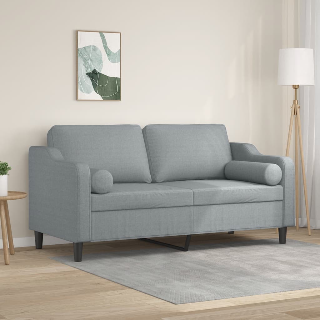 vidaXL 2-Sitzer-Sofa mit Zierkissen Hellgrau 120 cm Stoff