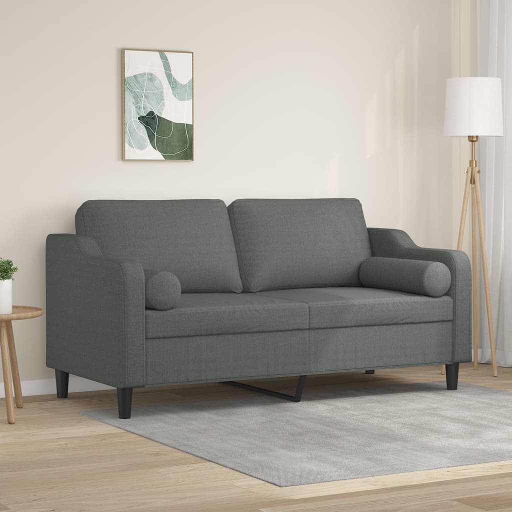 vidaXL 2-Sitzer-Sofa mit Zierkissen Hellgrau 120 cm Stoff