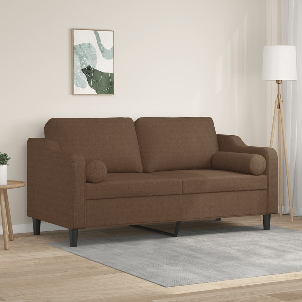 2-Sitzer-Sofa mit Zierkissen Hellgrau 120 cm Stoff
