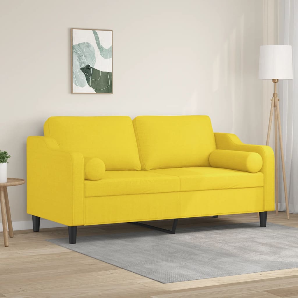 vidaXL 2-Sitzer-Sofa mit Zierkissen Hellgrau 120 cm Stoff