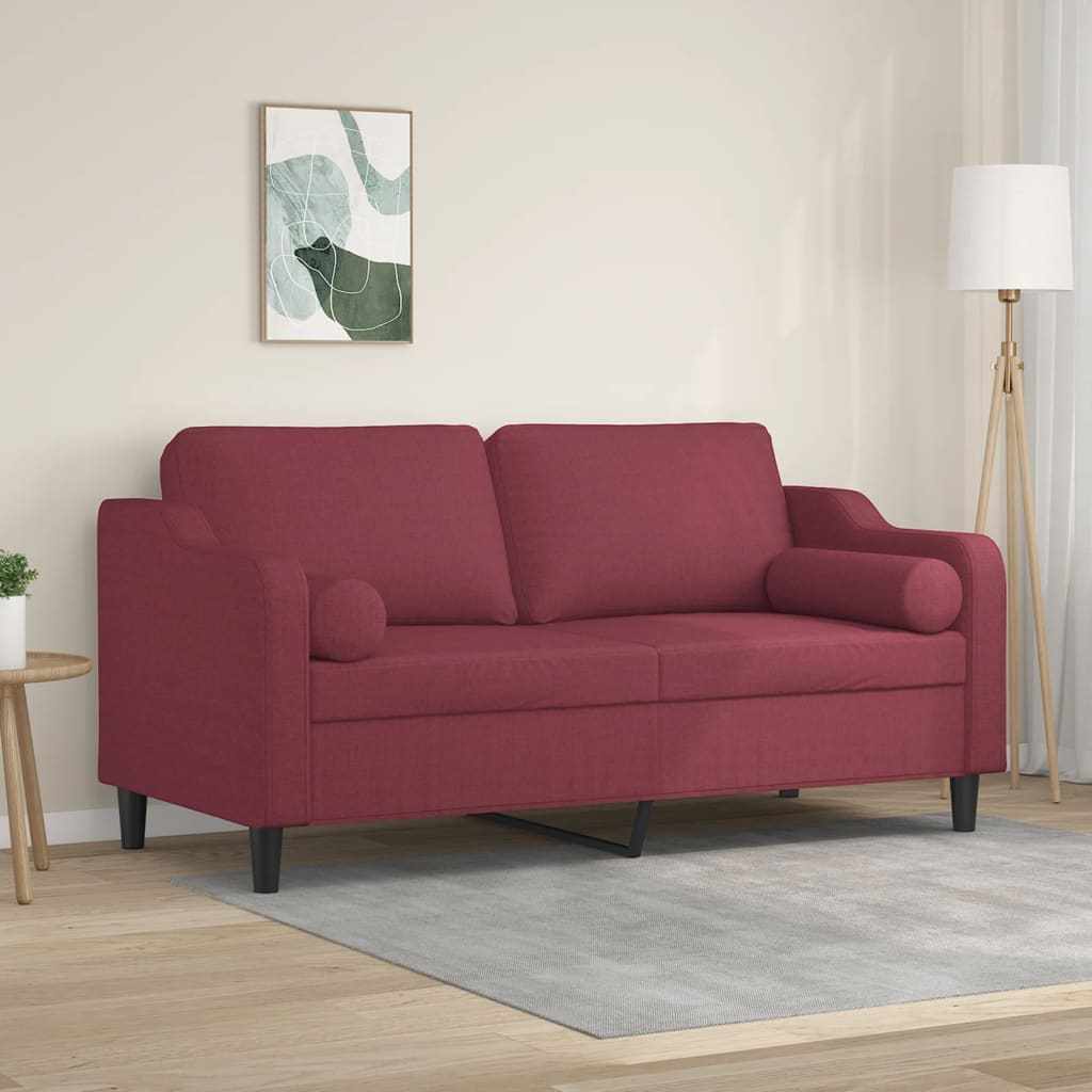 2-Sitzer-Sofa mit Zierkissen Hellgrau 120 cm Stoff