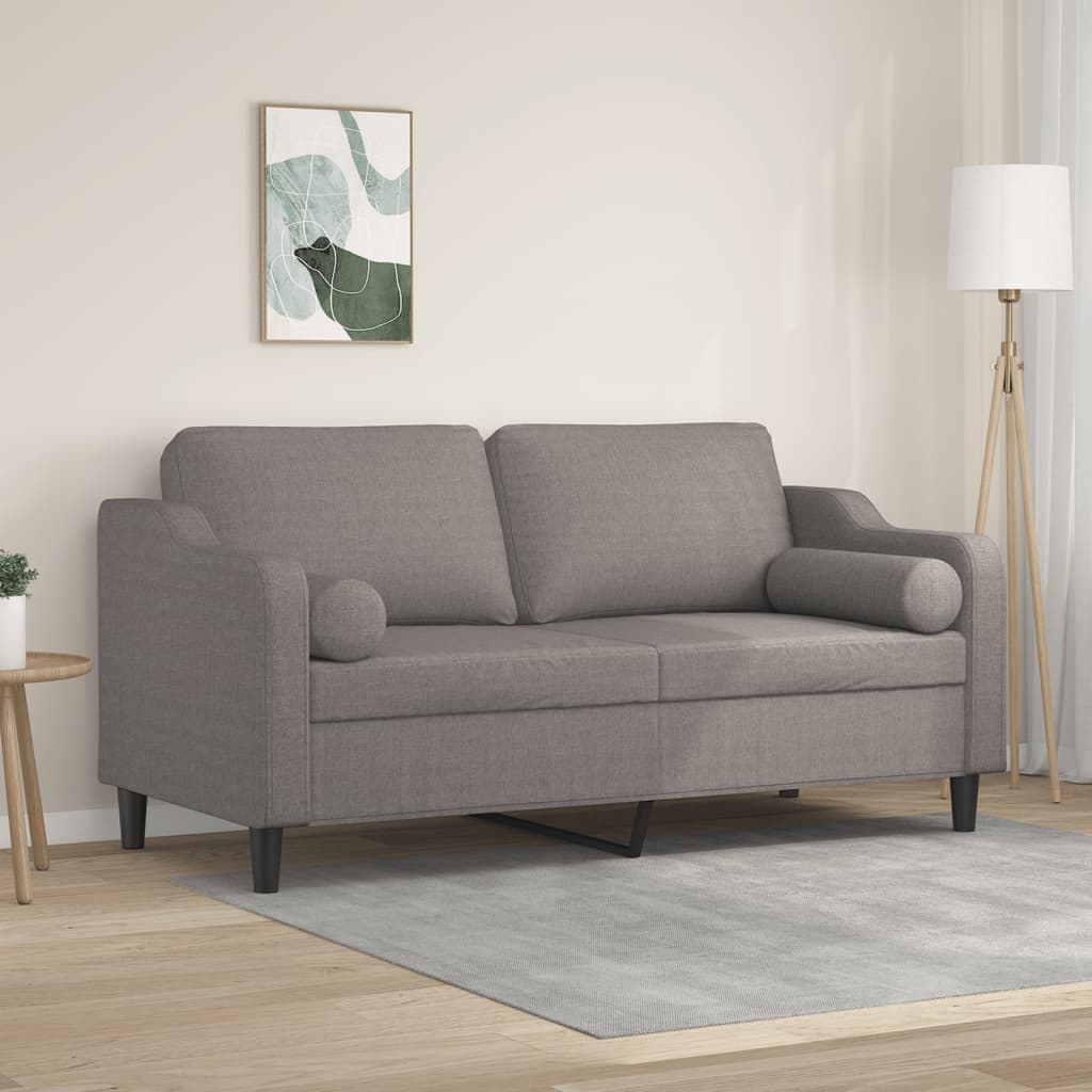 2-Sitzer-Sofa mit Zierkissen Hellgrau 120 cm Stoff