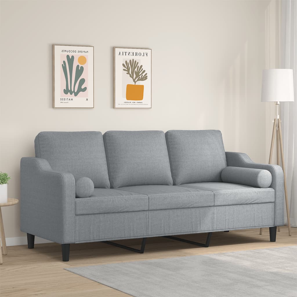 vidaXL 2-Sitzer-Sofa mit Zierkissen Hellgrau 120 cm Stoff