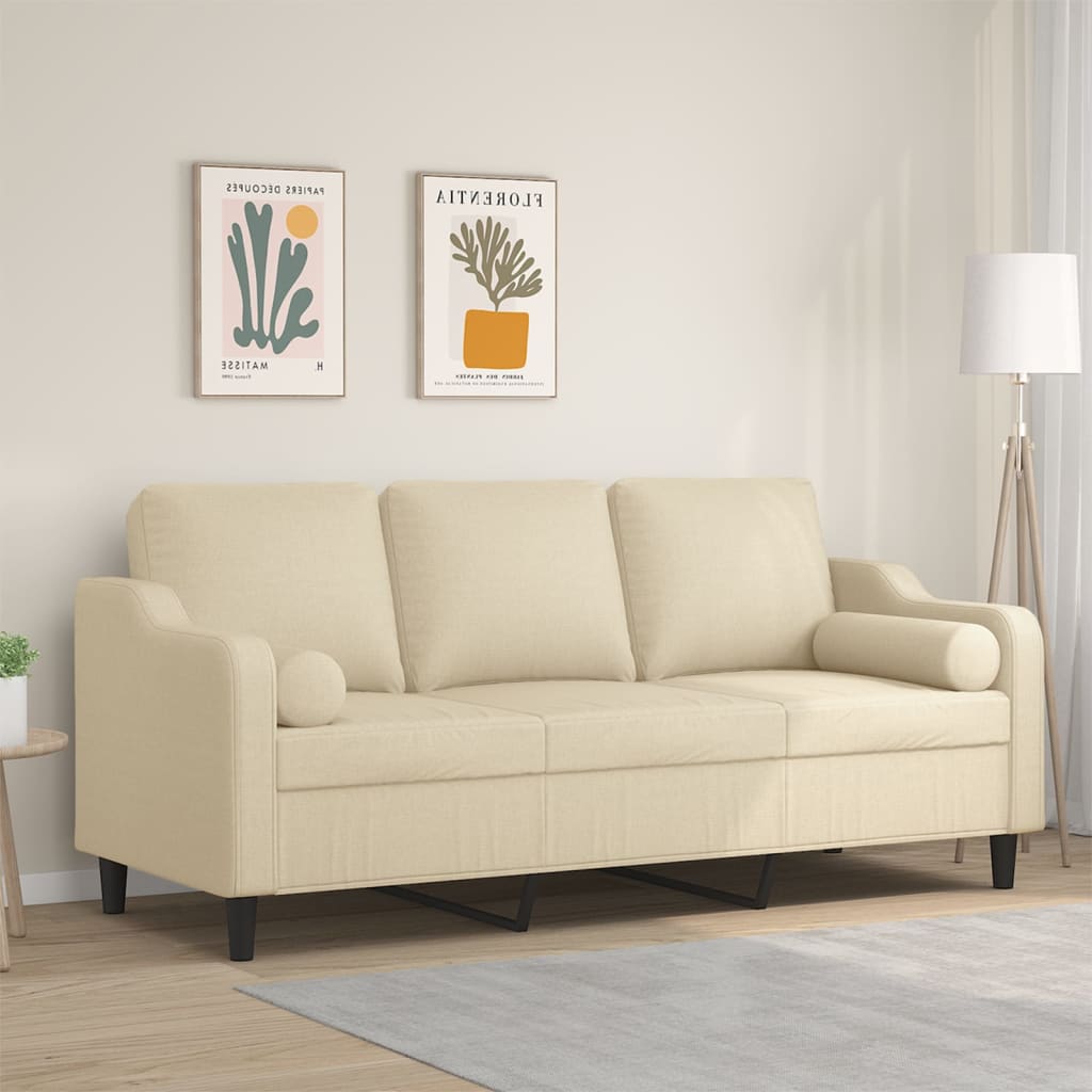 2-Sitzer-Sofa mit Zierkissen Hellgrau 120 cm Stoff