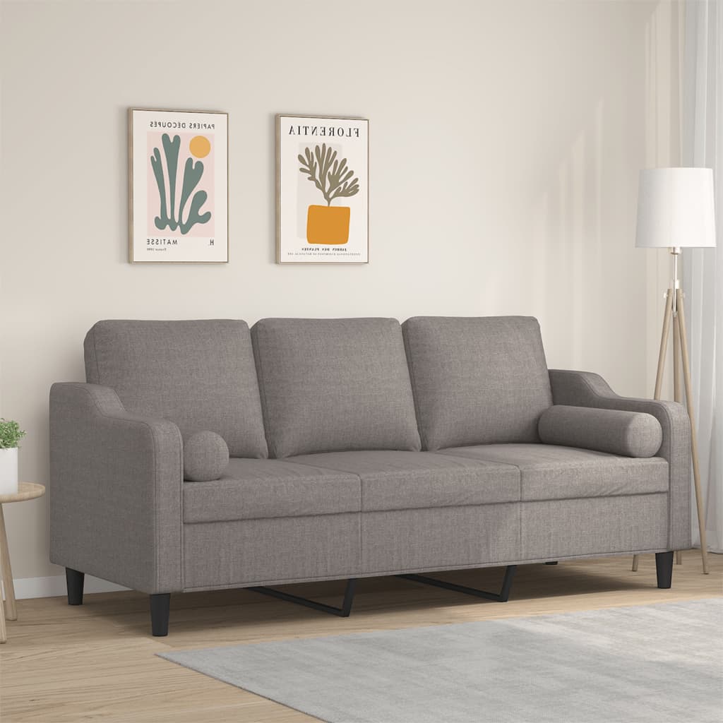 2-Sitzer-Sofa mit Zierkissen Hellgrau 120 cm Stoff