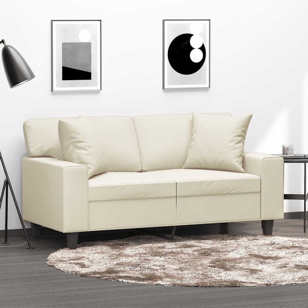 2-Sitzer-Sofa mit Zierkissen Schwarz 120 cm Kunstleder