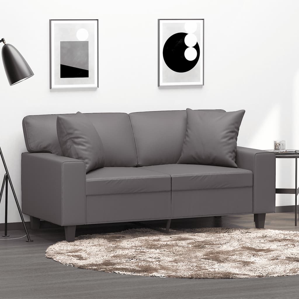 2-Sitzer-Sofa mit Zierkissen Schwarz 120 cm Kunstleder