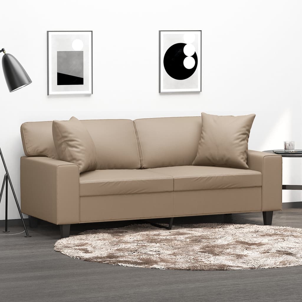 2-Sitzer-Sofa mit Zierkissen Schwarz 120 cm Kunstleder