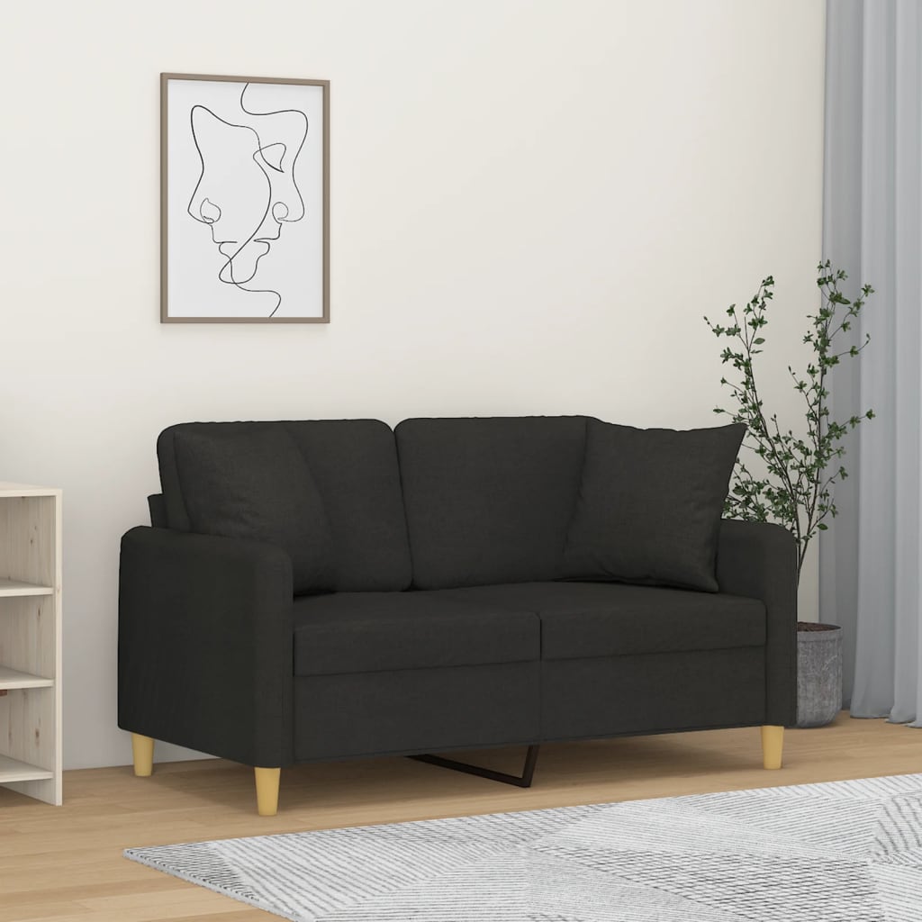 2-Sitzer-Sofa mit Zierkissen Hellgrau 120 cm Stoff