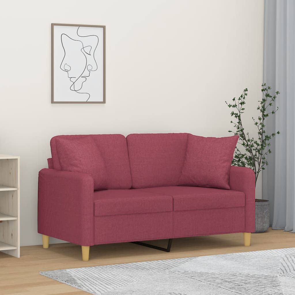 2-Sitzer-Sofa mit Zierkissen Hellgrau 120 cm Stoff