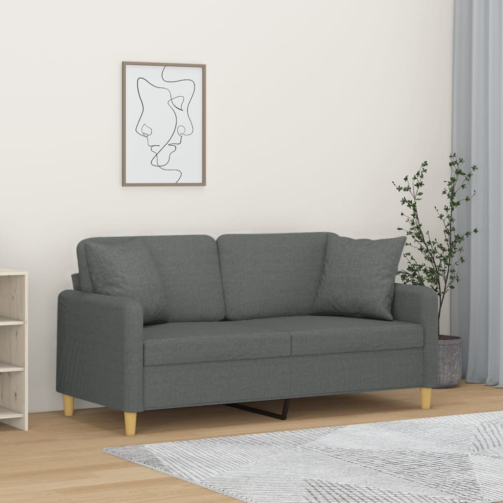 2-Sitzer-Sofa mit Zierkissen Hellgrau 120 cm Stoff