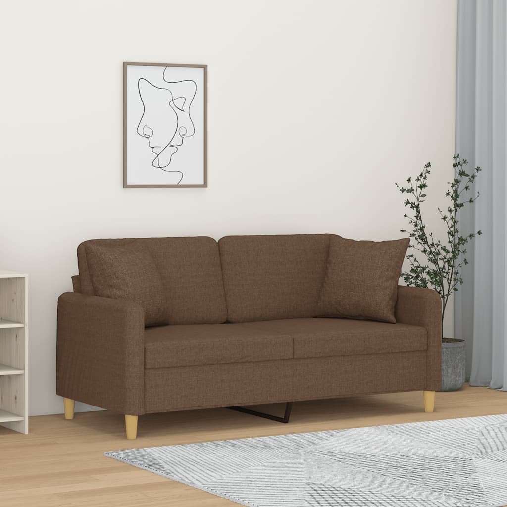 2-Sitzer-Sofa mit Zierkissen Hellgrau 120 cm Stoff
