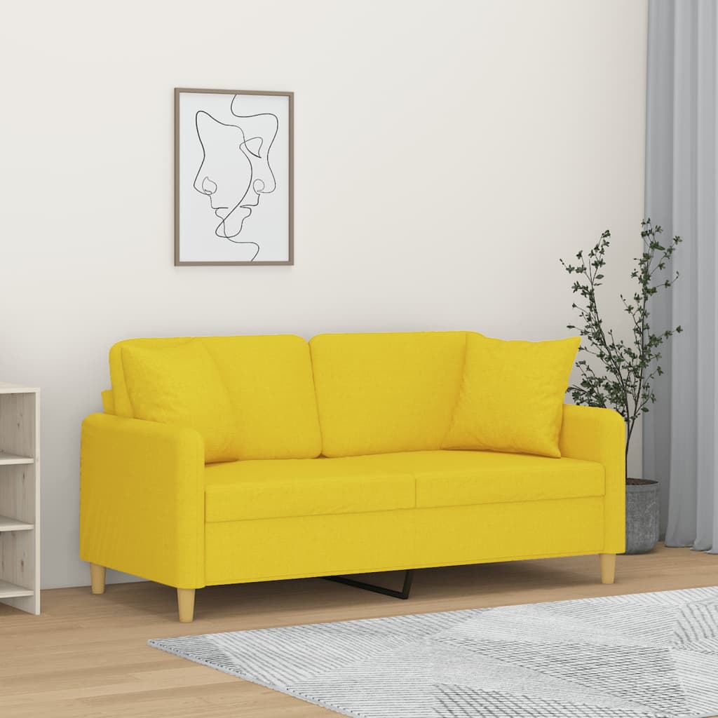 vidaXL 2-Sitzer-Sofa mit Zierkissen Hellgrau 120 cm Stoff