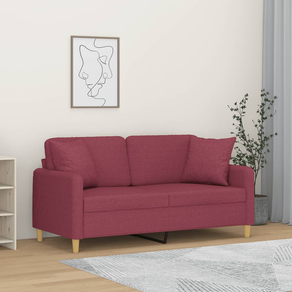 2-Sitzer-Sofa mit Zierkissen Hellgrau 120 cm Stoff