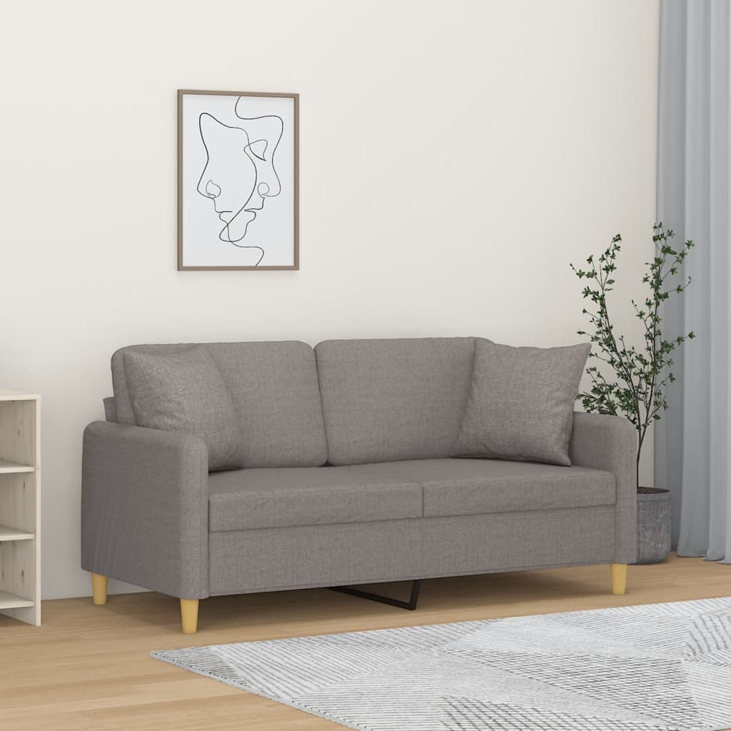 vidaXL 2-Sitzer-Sofa mit Zierkissen Hellgrau 120 cm Stoff