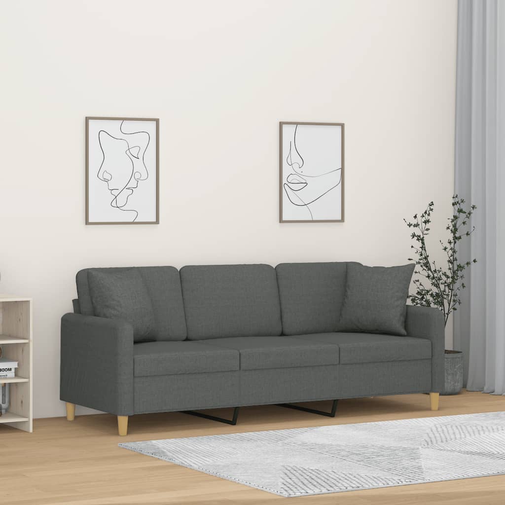 2-Sitzer-Sofa mit Zierkissen Hellgrau 120 cm Stoff