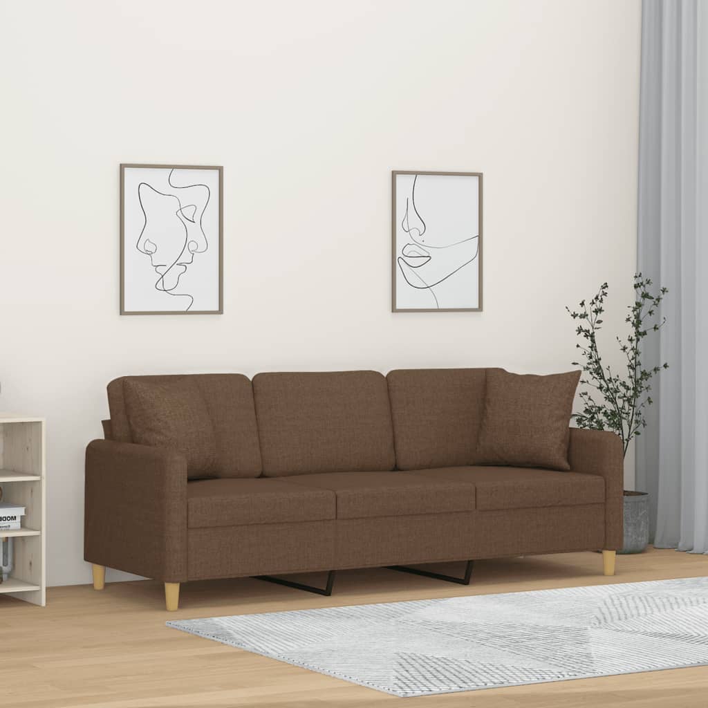 2-Sitzer-Sofa mit Zierkissen Hellgrau 120 cm Stoff
