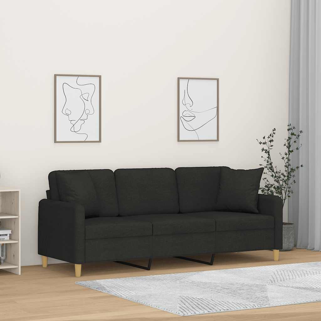 2-Sitzer-Sofa mit Zierkissen Hellgrau 120 cm Stoff