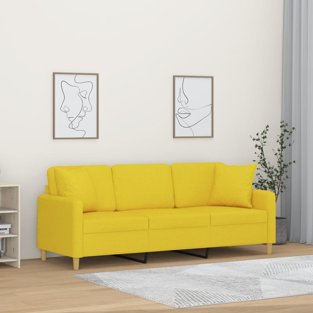 2-Sitzer-Sofa mit Zierkissen Hellgrau 120 cm Stoff