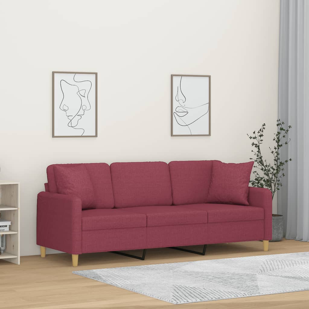 2-Sitzer-Sofa mit Zierkissen Hellgrau 120 cm Stoff