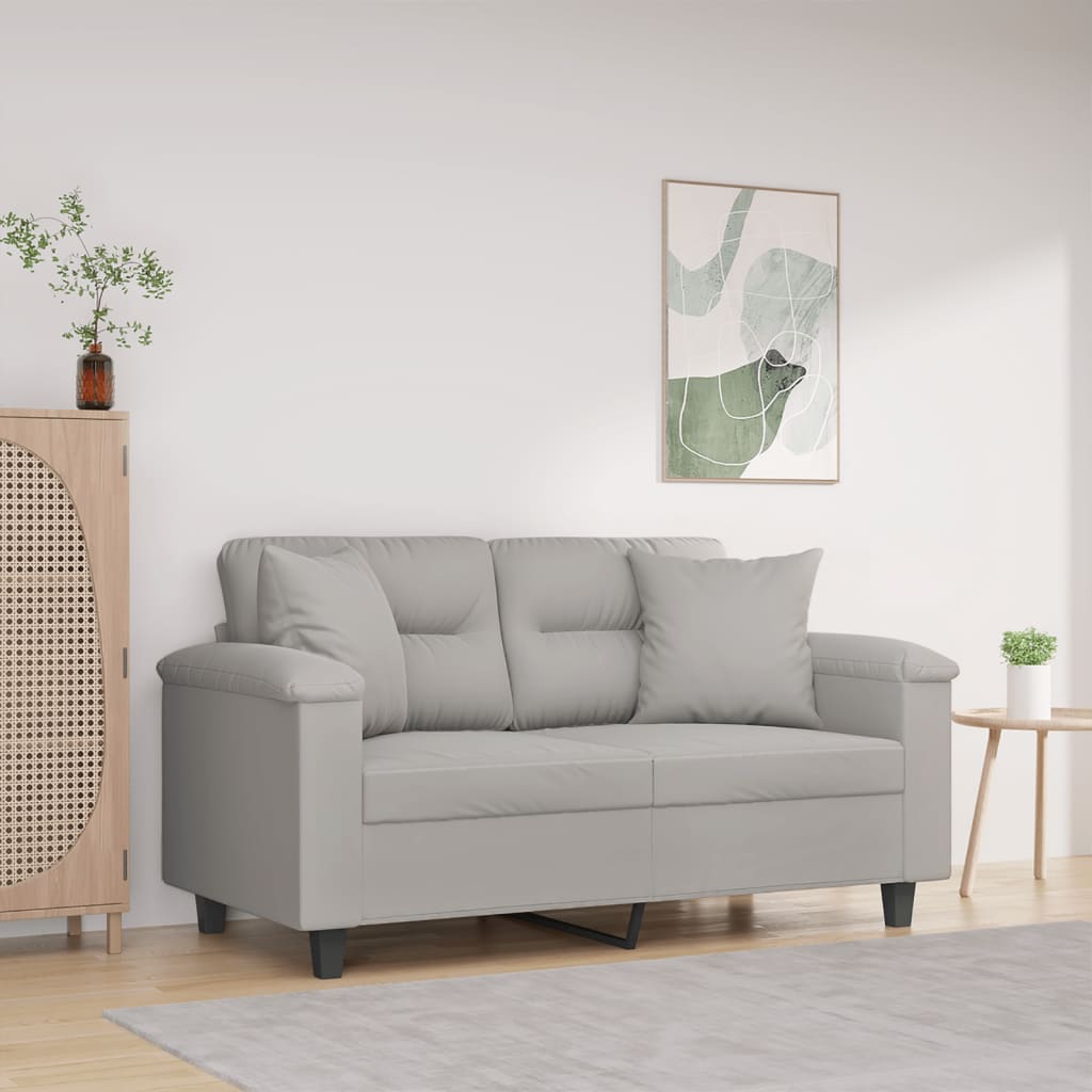 2-Sitzer-Sofa mit Kissen Taupe 120 cm Mikrofasergewebe