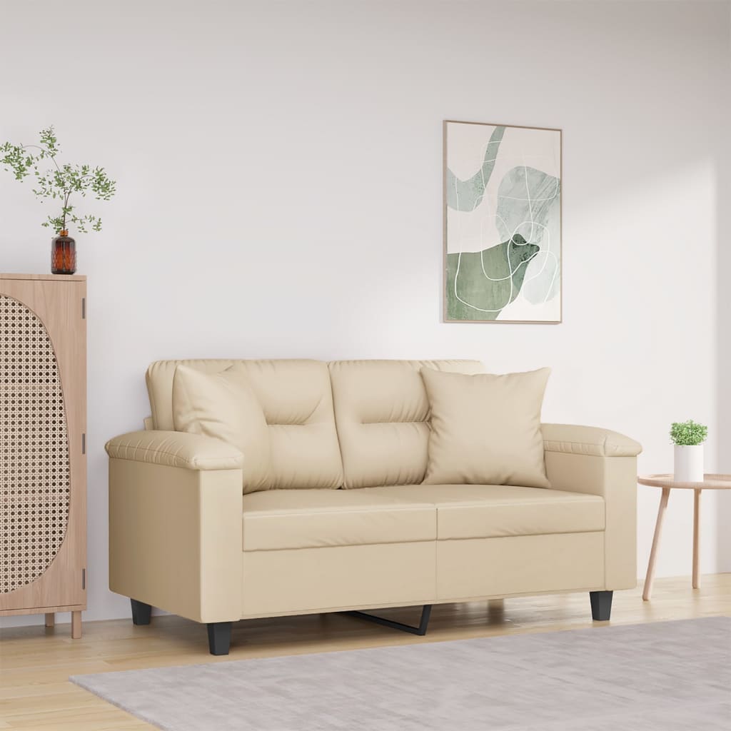 2-Sitzer-Sofa mit Kissen Taupe 120 cm Mikrofasergewebe
