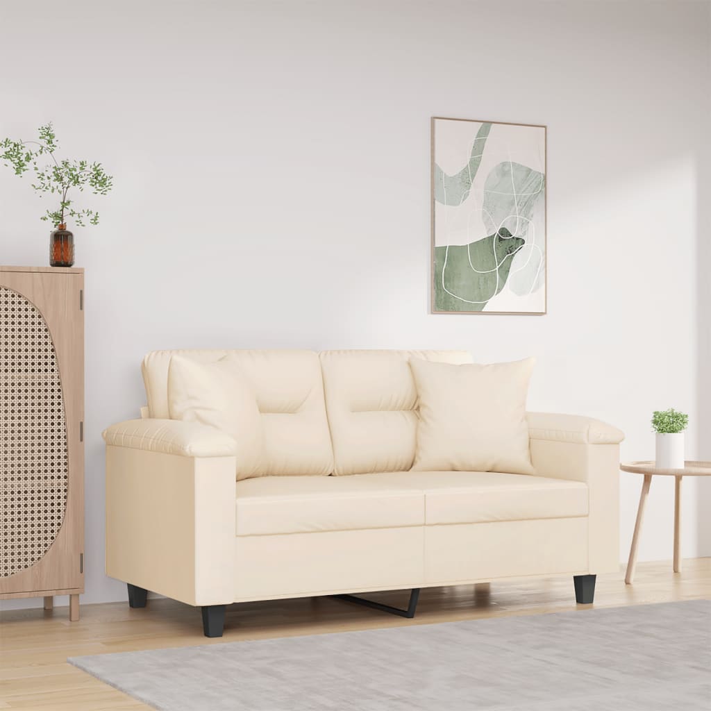 2-Sitzer-Sofa mit Kissen Taupe 120 cm Mikrofasergewebe