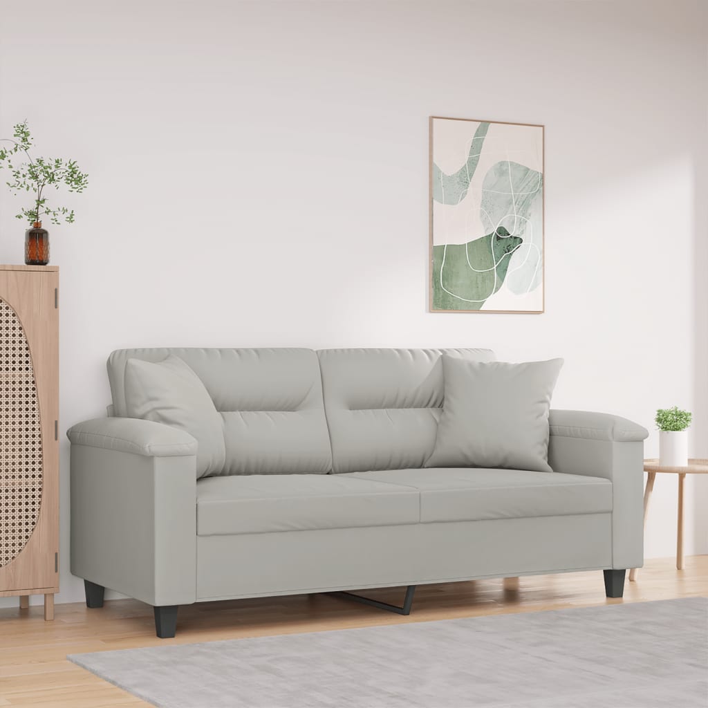 2-Sitzer-Sofa mit Kissen Taupe 120 cm Mikrofasergewebe