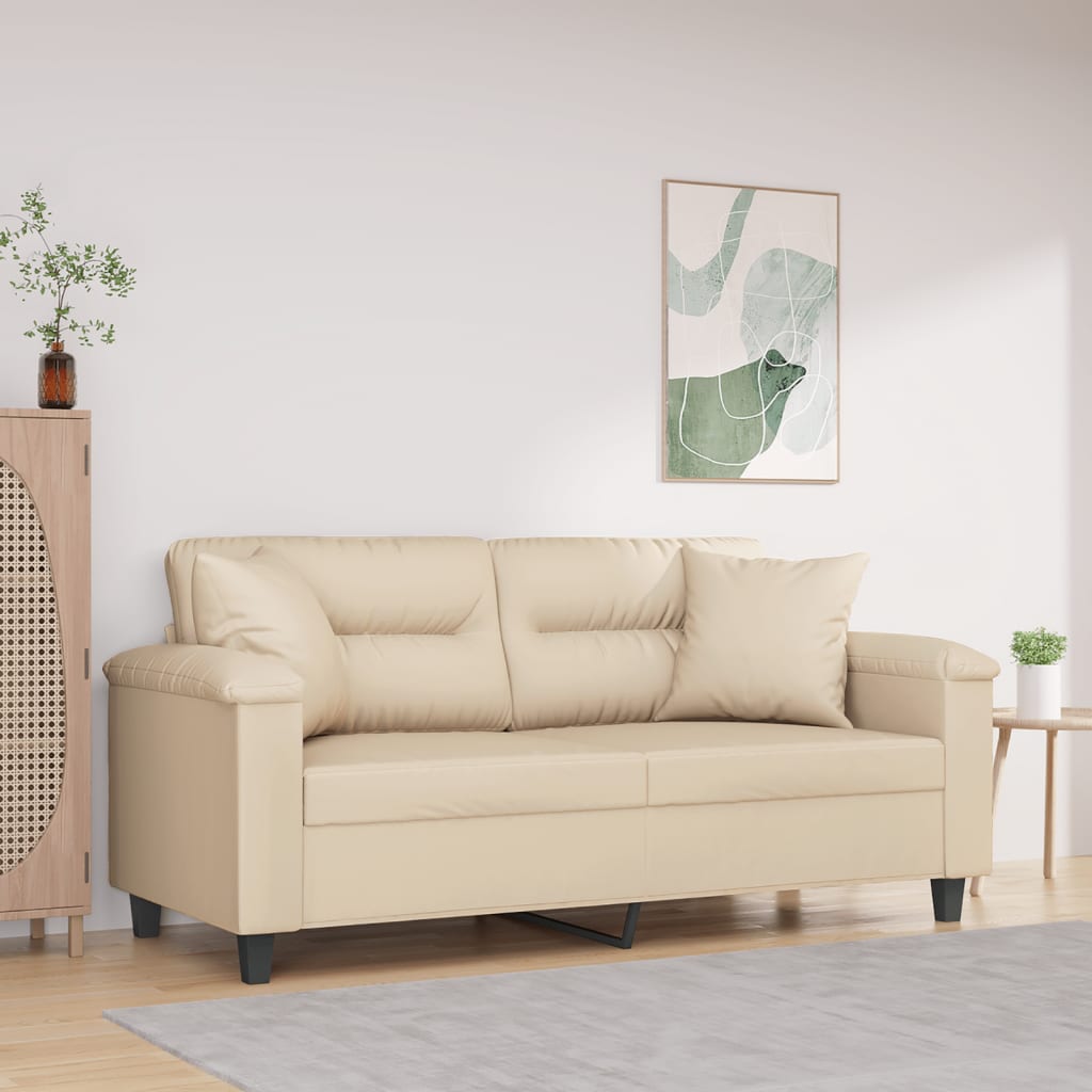 2-Sitzer-Sofa mit Kissen Taupe 120 cm Mikrofasergewebe