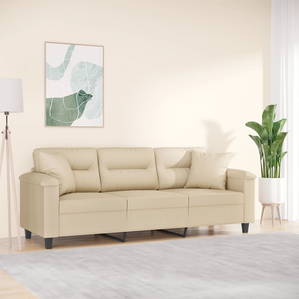 2-Sitzer-Sofa mit Kissen Taupe 120 cm Mikrofasergewebe