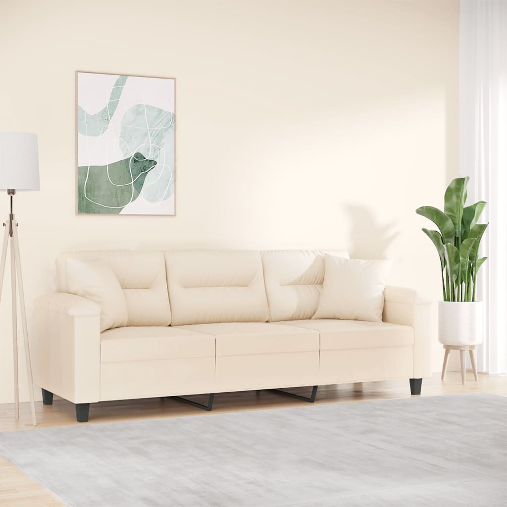 2-Sitzer-Sofa mit Kissen Taupe 120 cm Mikrofasergewebe