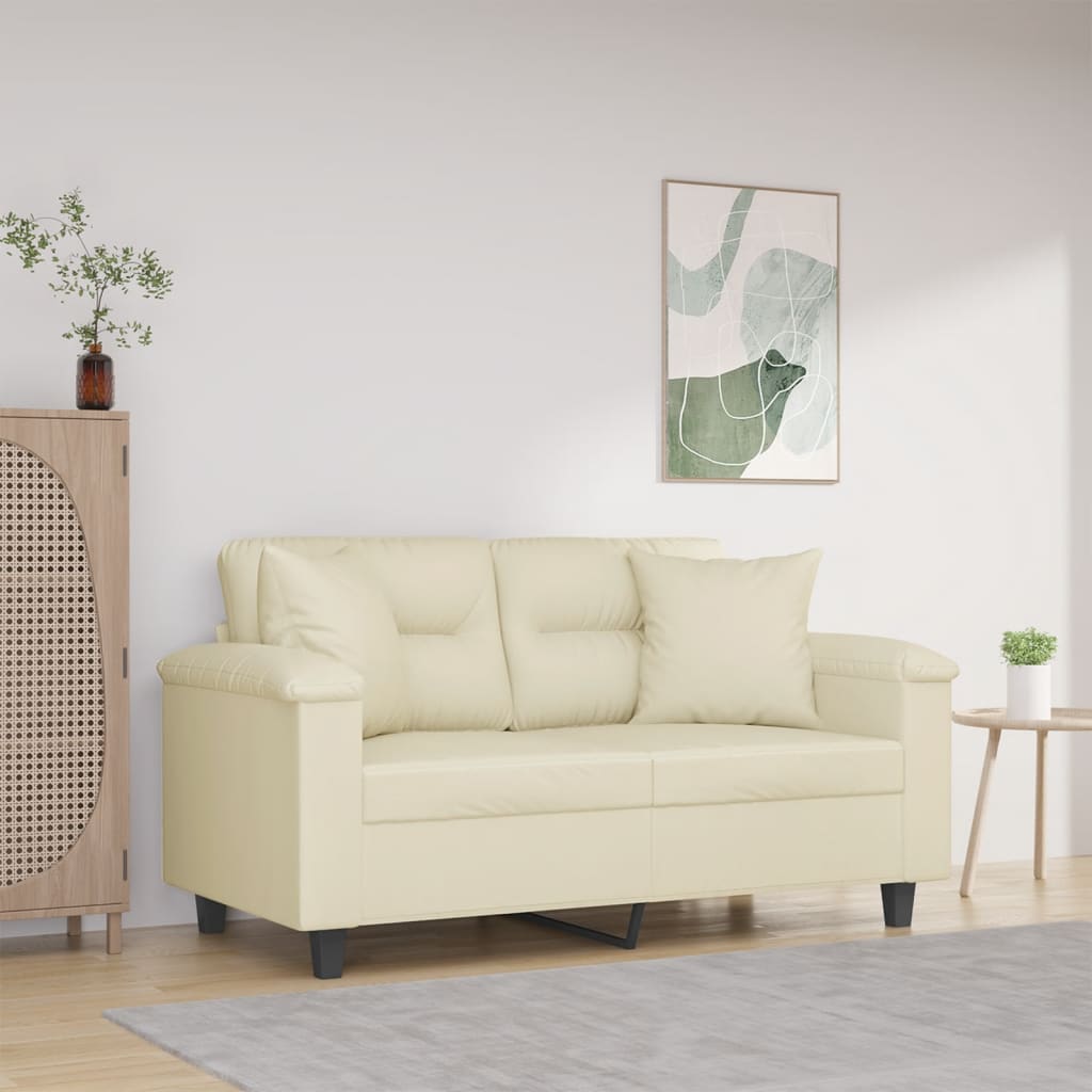 2-Sitzer-Sofa mit Zierkissen Schwarz 120 cm Kunstleder