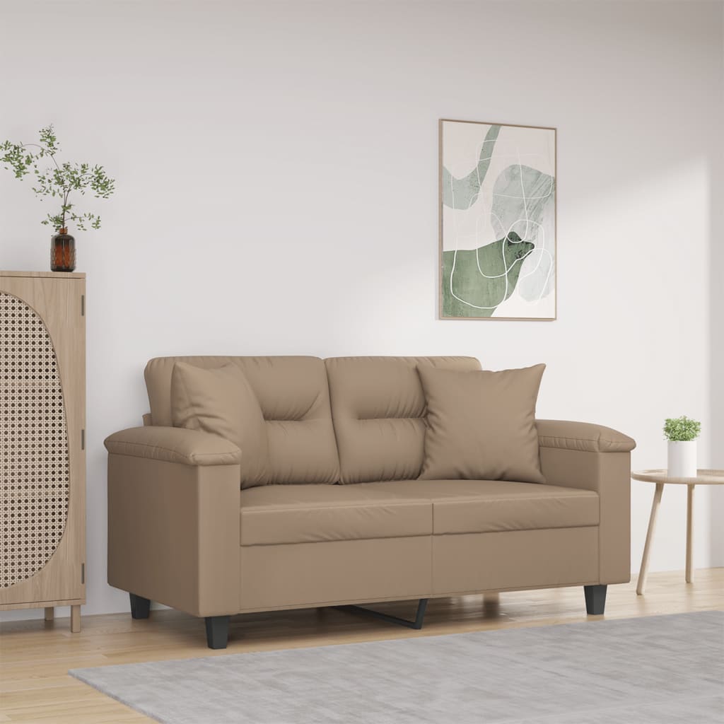2-Sitzer-Sofa mit Zierkissen Schwarz 120 cm Kunstleder