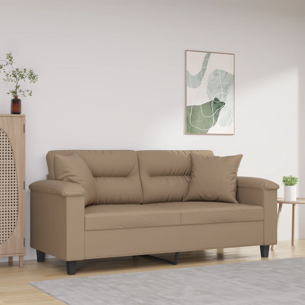 2-Sitzer-Sofa mit Zierkissen Schwarz 120 cm Kunstleder