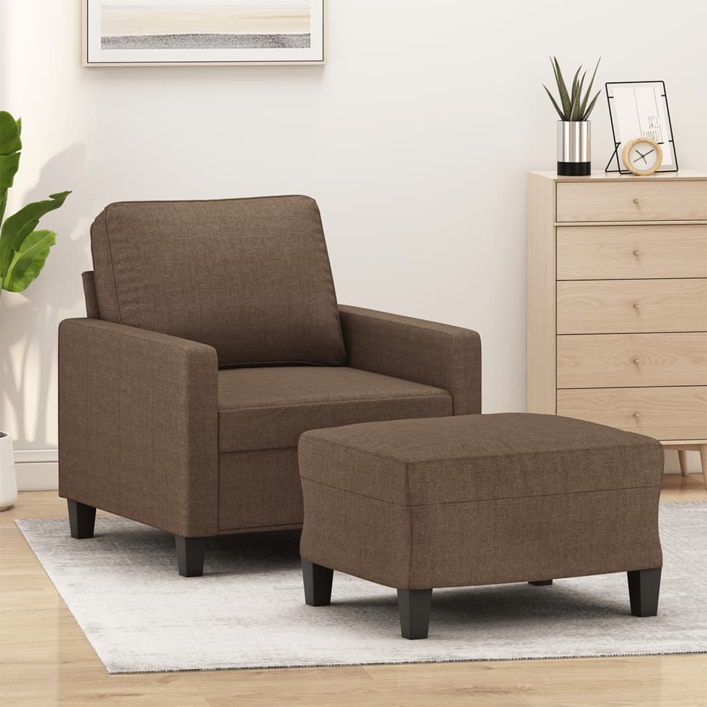Sessel mit Hocker Hellgrau 60 cm Stoff