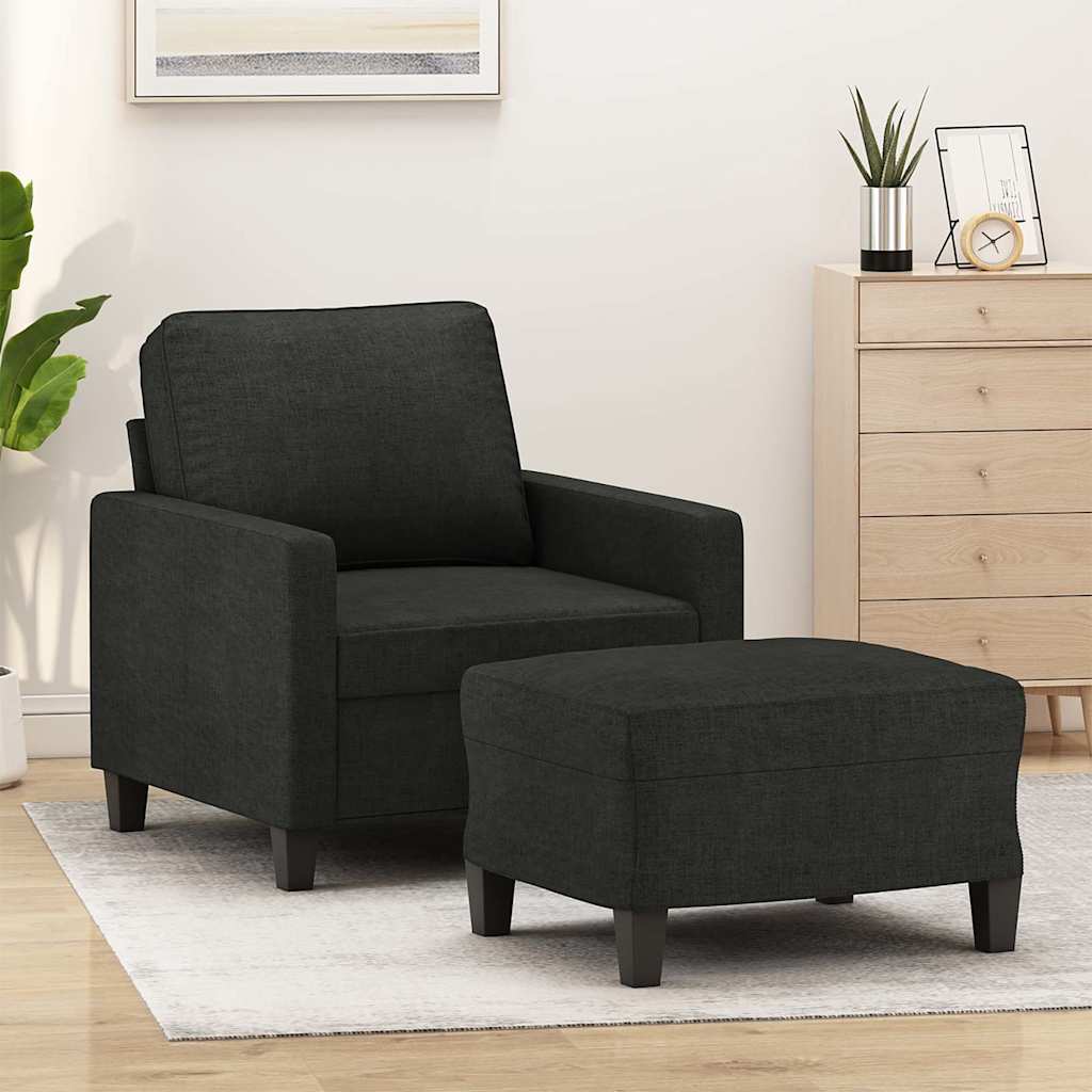 Sessel mit Hocker Hellgrau 60 cm Stoff