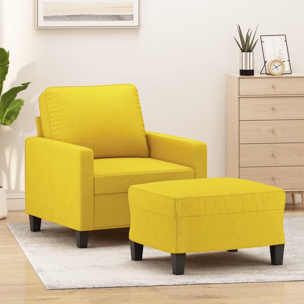 Sessel mit Hocker Hellgrau 60 cm Stoff