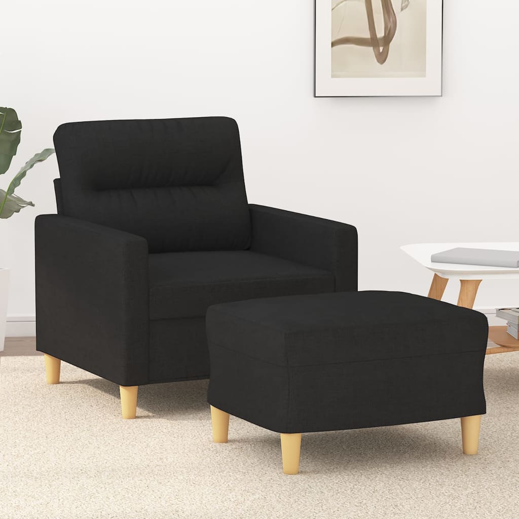 Sessel mit Hocker Hellgrau 60 cm Stoff
