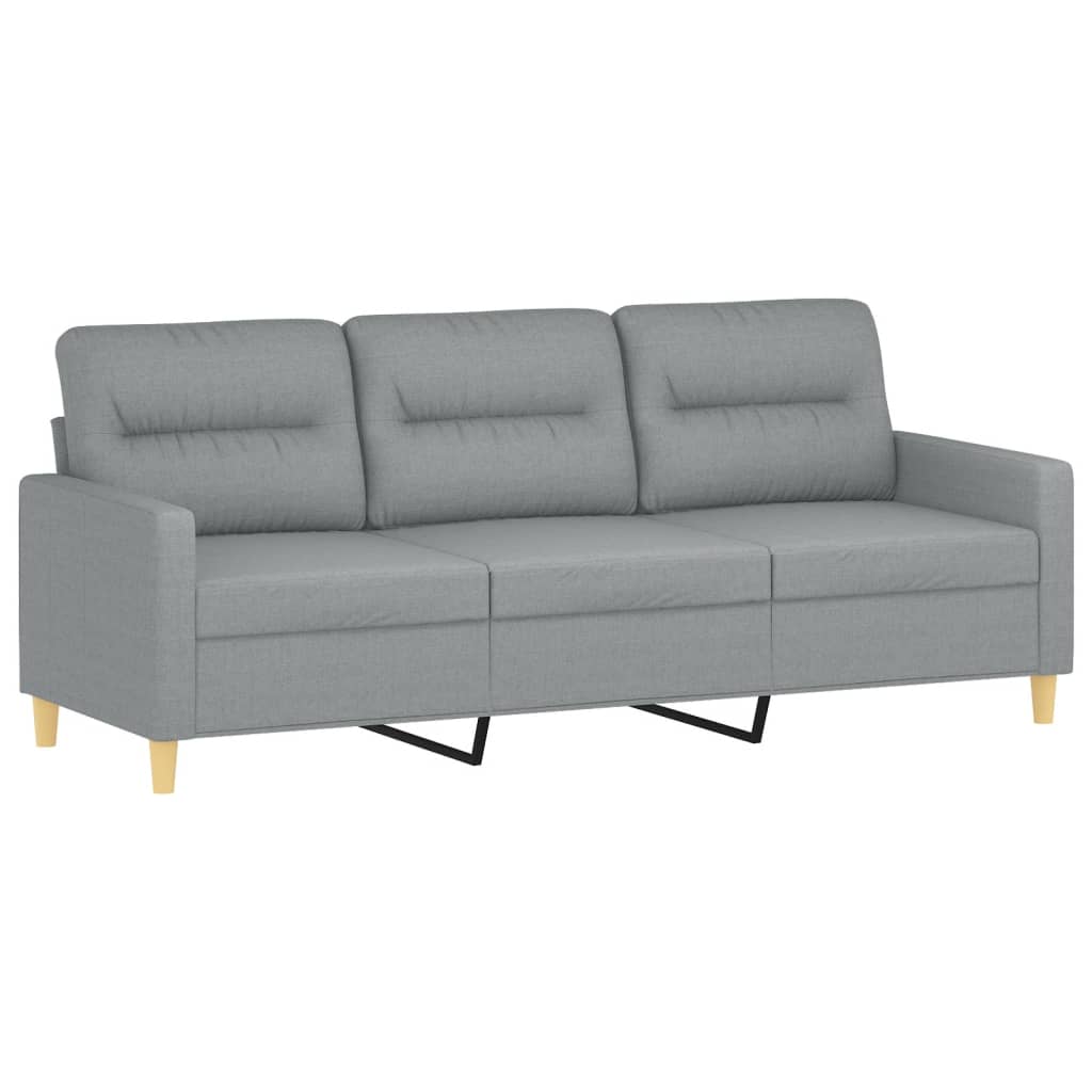 vidaXL 3-Sitzer-Sofa mit Hocker Hellgrau 180 cm Stoff