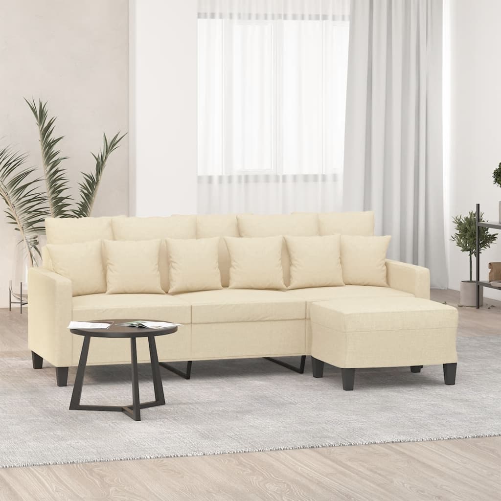 3-Sitzer-Sofa mit Hocker Hellgrau 180 cm Stoff