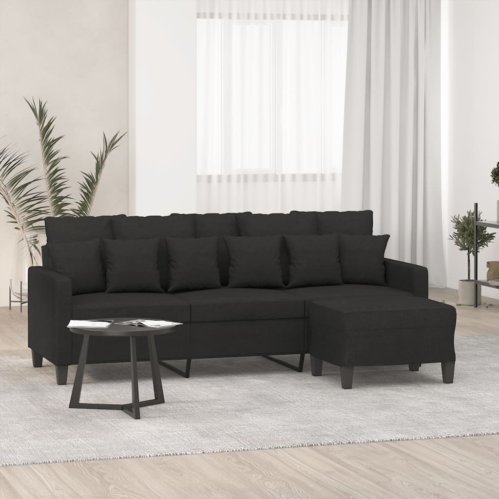 vidaXL 3-Sitzer-Sofa mit Hocker Hellgrau 180 cm Stoff